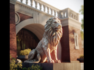 Sitting Lion statue PBR Lowpoly Low-poly 3D Модель