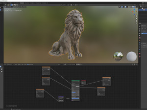 Sitting Lion statue PBR Lowpoly Low-poly 3D Модель
