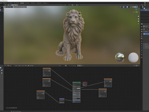 Sitting Lion statue PBR Lowpoly Low-poly 3D Модель