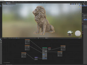 Sitting Lion statue PBR Lowpoly Low-poly 3D Model