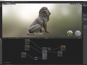 Sitting Lion statue PBR Lowpoly Low-poly 3D Модель