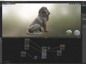 Sitting Lion statue PBR Lowpoly Low-poly 3D Model