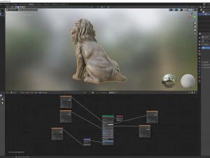 Sitting Lion statue PBR Lowpoly Low-poly 3D Model
