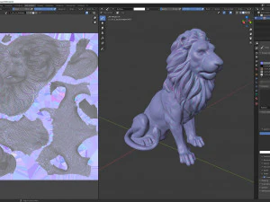Sitting Lion statue PBR Lowpoly Low-poly 3D Model