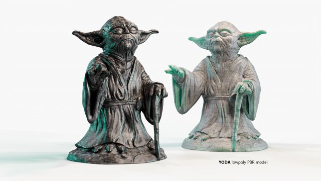 Yoda Figurine fan lowpoly PBR 3D in 3DExport