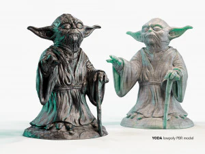 Фигурка Йоды вентилятор lowpoly PBR 3D Модель