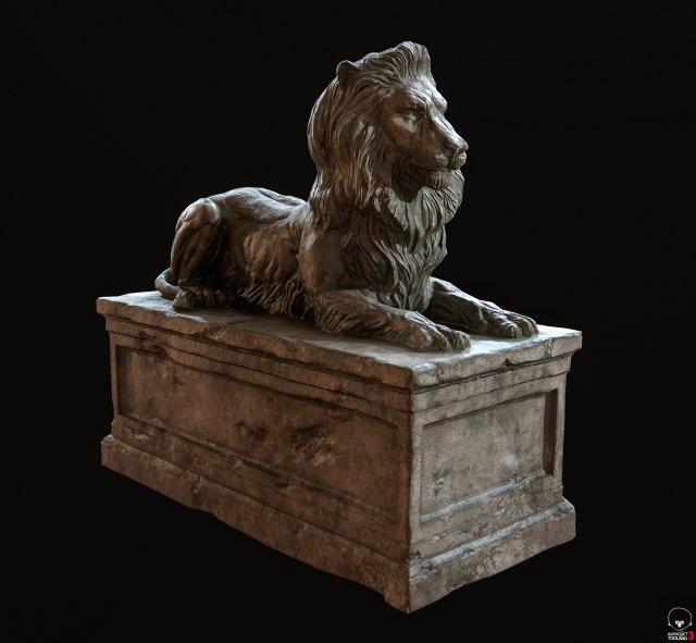 Lion Tomb PBR Low-poly Modello 3D .c4d .max .obj .3ds .fbx .stl .blend 
