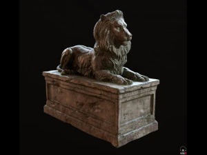 Makam Singa PBR Poli rendah Model 3D