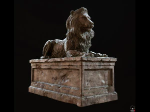 Lion Tomb PBR Low-poly 3D Model