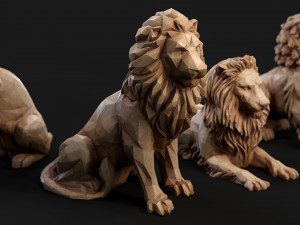 Paper Lions - 5 lowpoly PBR models Low-poly Model 3D