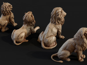 Paper Lions - 5 lowpoly PBR models Low-poly Model 3D