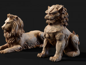 Paper Lions - 5 lowpoly PBR models Low-poly Model 3D