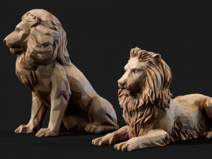 Paper Lions - 5 lowpoly PBR models Low-poly Model 3D