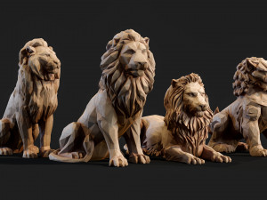 Paper Lions - 5 lowpoly PBR models Low-poly Model 3D