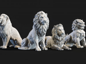 Paper Lions - 5 lowpoly PBR models Low-poly Model 3D