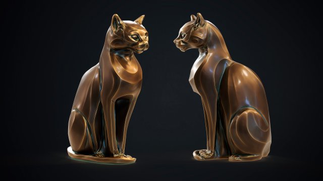 Stylized domestic Cat statuette 3d print model 3D 모델 .c4d .max .obj .3ds .fbx .stl .blend 