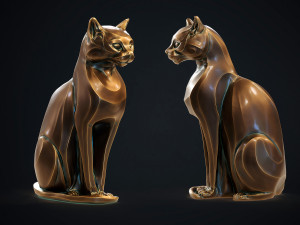 Stylized domestic Cat statuette 3d print model 3D Model