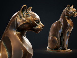 Stylized domestic Cat statuette 3d print model 3D 모델