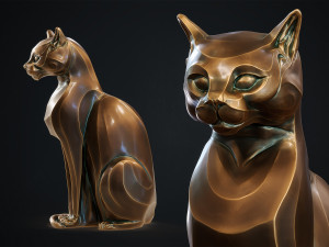 Stylized domestic Cat statuette 3d print model 3D 모델