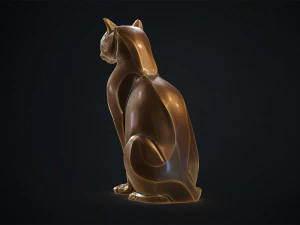 Stylized domestic Cat statuette 3d print model 3D Model