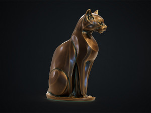 Stylized domestic Cat statuette 3d print model 3D 모델