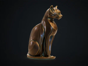 Stylized domestic Cat statuette 3d print model 3D Model