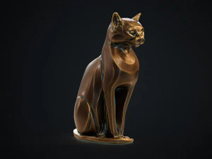 Stylized domestic Cat statuette 3d print model 3D Model
