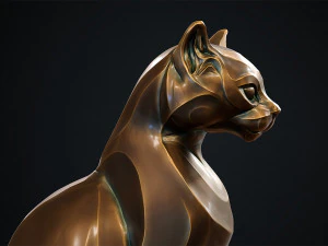 Stylized domestic Cat statuette 3d print model 3D Model
