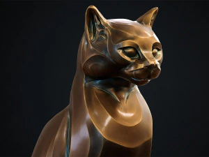 Stylized domestic Cat statuette 3d print model 3D Model