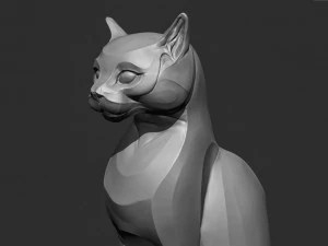 Stylized domestic Cat statuette 3d print model 3D Model