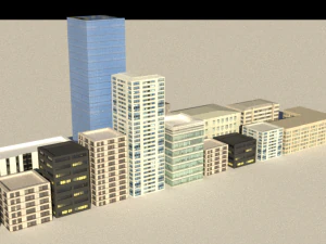 16 game ready low-poly buildings 3D Model