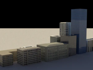 16 game ready low-poly buildings 3D Model