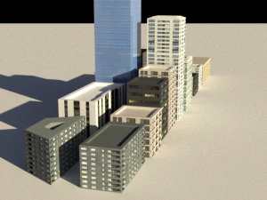 16 game ready low-poly buildings 3D Model