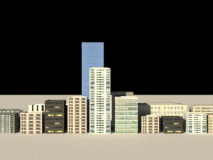 16 game ready low-poly buildings 3D Model