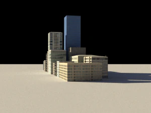 16 game ready low-poly buildings 3D Model