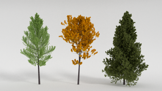 3 trees 3D Model .c4d .max .obj .3ds .fbx .stl .blend 