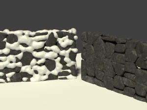 kamienna ściana i zaśnieżona kamienna ściana Model 3D