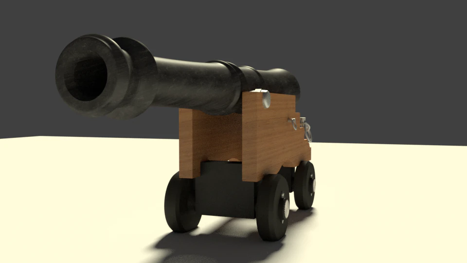 Modernized naval cannon 3D Model .c4d .max .obj .3ds .fbx .stl .blend 