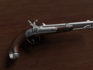 us model 1842 percussion pistol 3D Модель