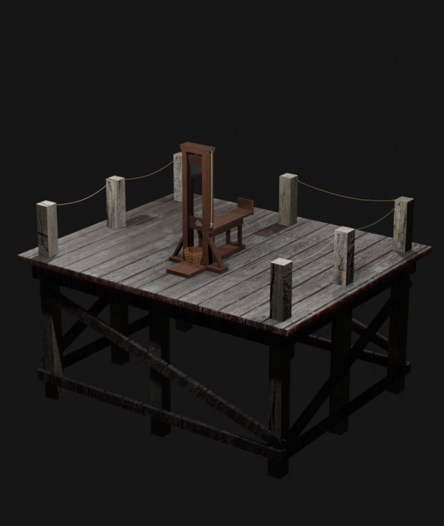 guillotine 3D Model .c4d .max .obj .3ds .fbx .stl .blend 