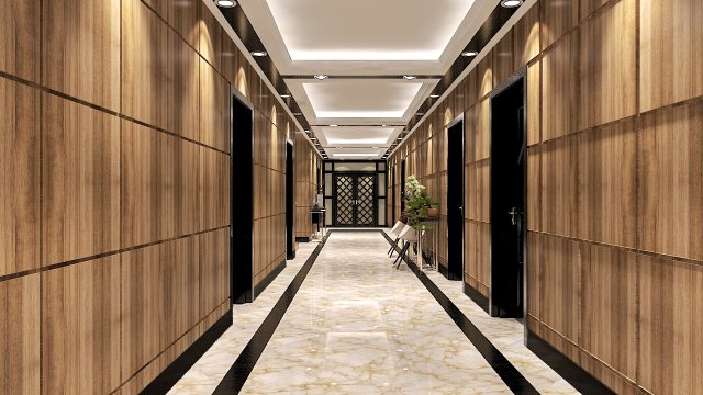 hotel corridor interior Modelo 3D .c4d .max .obj .3ds .fbx .stl .blend 
