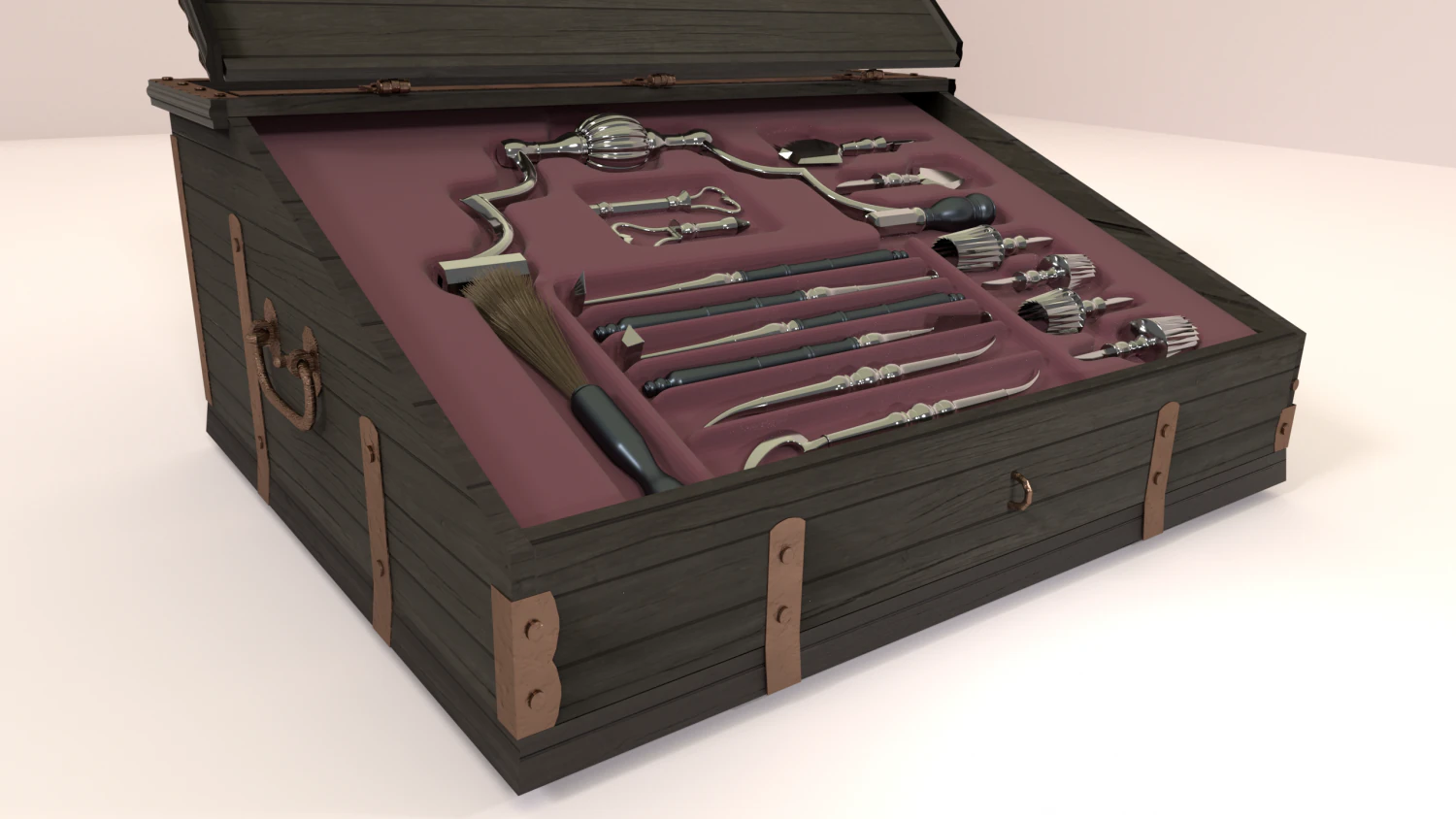 medieval instruments for trepanation 3D Model .c4d .max .obj .3ds .fbx .stl .blend 