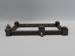 medieval wooden fort Modello 3D