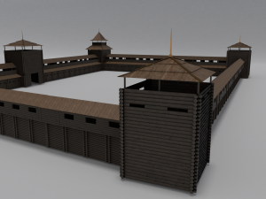 medieval wooden fort Modello 3D