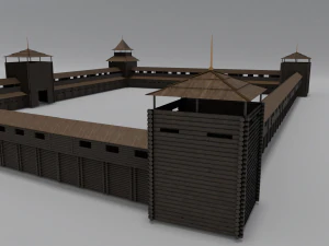 medieval wooden fort 3D Model