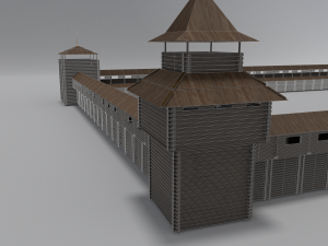 medieval wooden fort Modello 3D