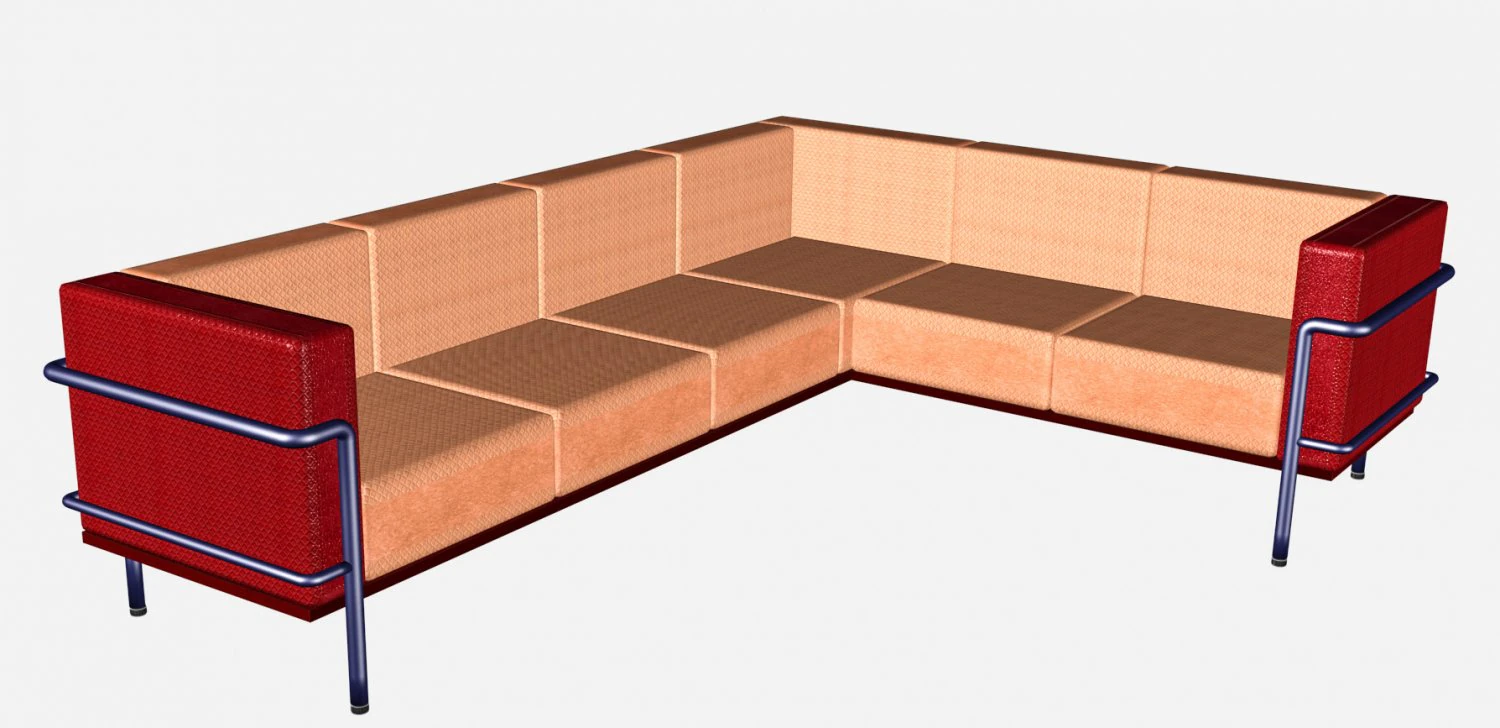 Long Corner Sofa from interior set 3D Model .c4d .max .obj .3ds .fbx .stl .blend