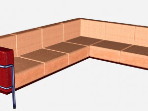 室内套装的长角沙发 3D 模型