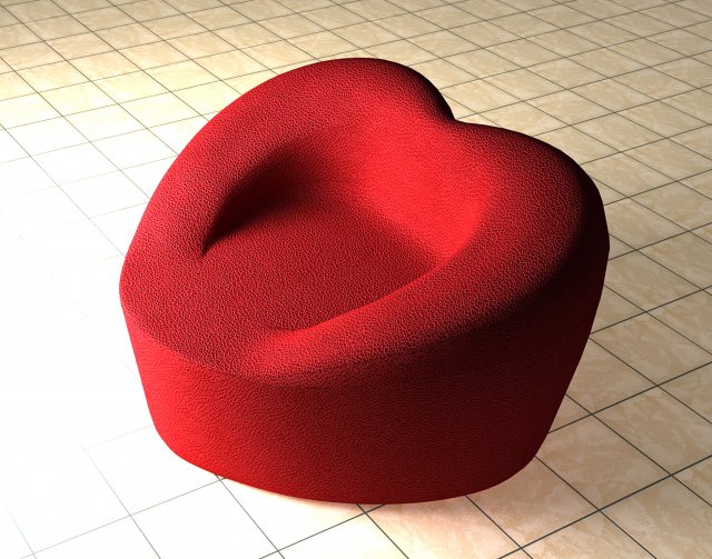 Pouf Heart 3D Model .c4d .max .obj .3ds .fbx .stl .blend