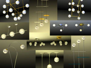 아르누보 스타일의 램프 세트 3D 모델